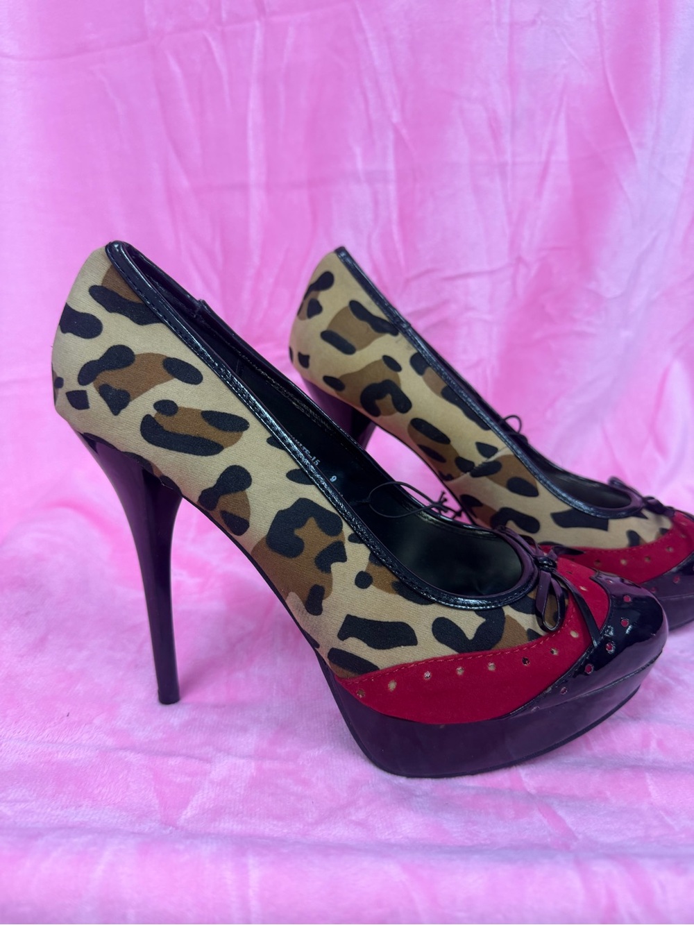 Leopard Print and Red Platform Stiletto Pumps